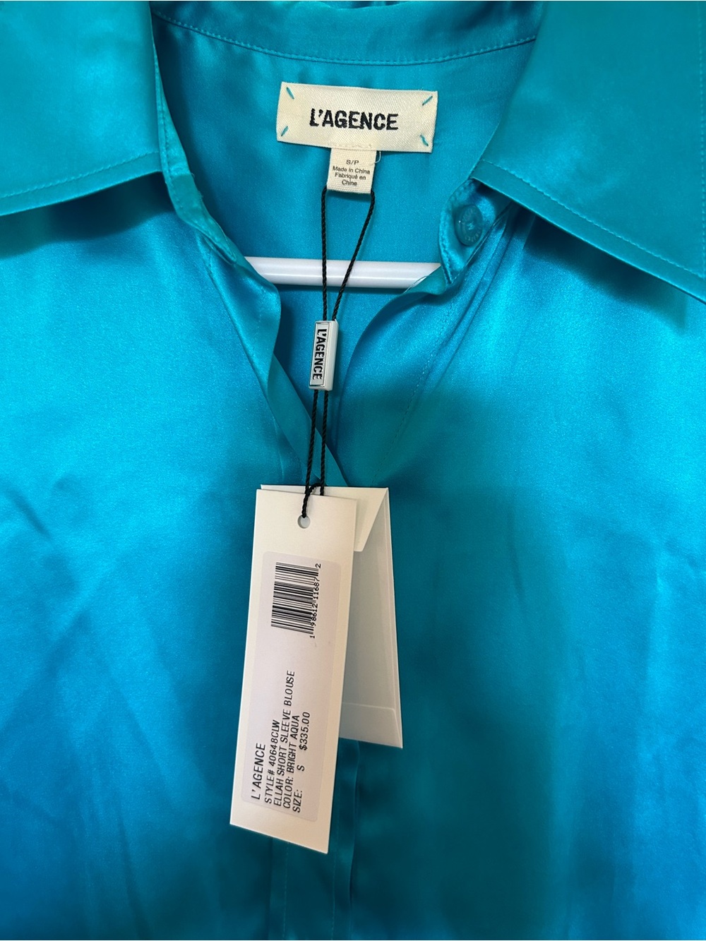 NWT L'AGENCE Ellah Silk Blouse Short-Sleeve Button-Up Size S - Picture 4 of 6